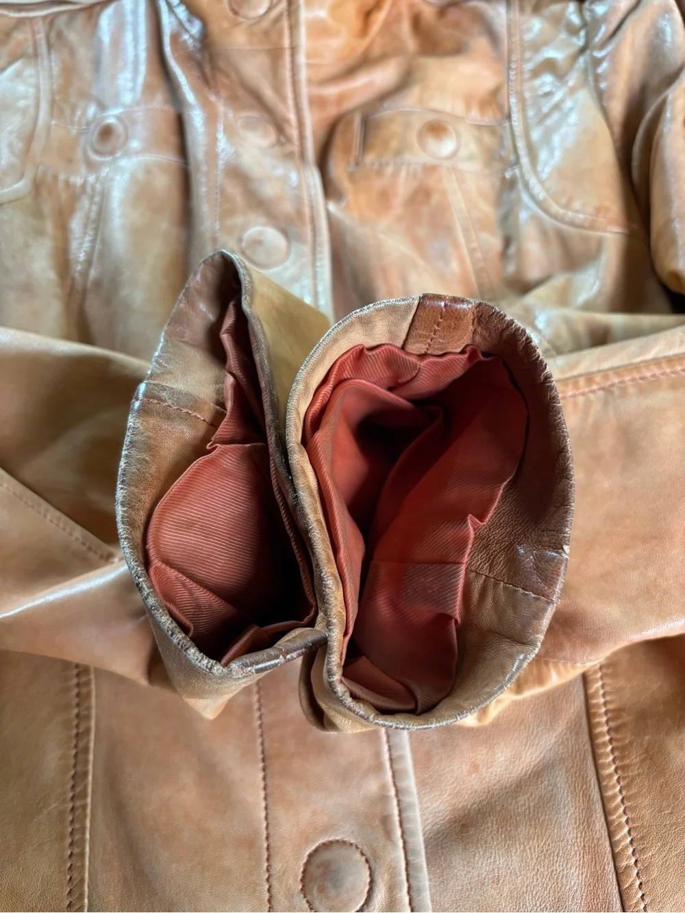 Danier Tan Leather Button-Front Jacket - Picture 16 of 16